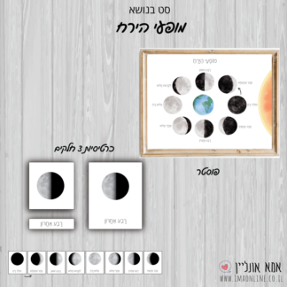 פוסטר+כרטיסיות 3 חלקים בנושא מופעי הירח להדפסה