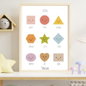 פוסטר צורות לילדים להדפסה בעברית+אנגלית